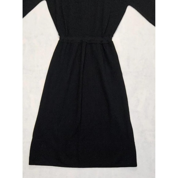 Vtg Sweater Dress 50s 60s S 8 James Kenrob Pebblecrepe Black Knit Midi A-Line - Picture 7 of 12